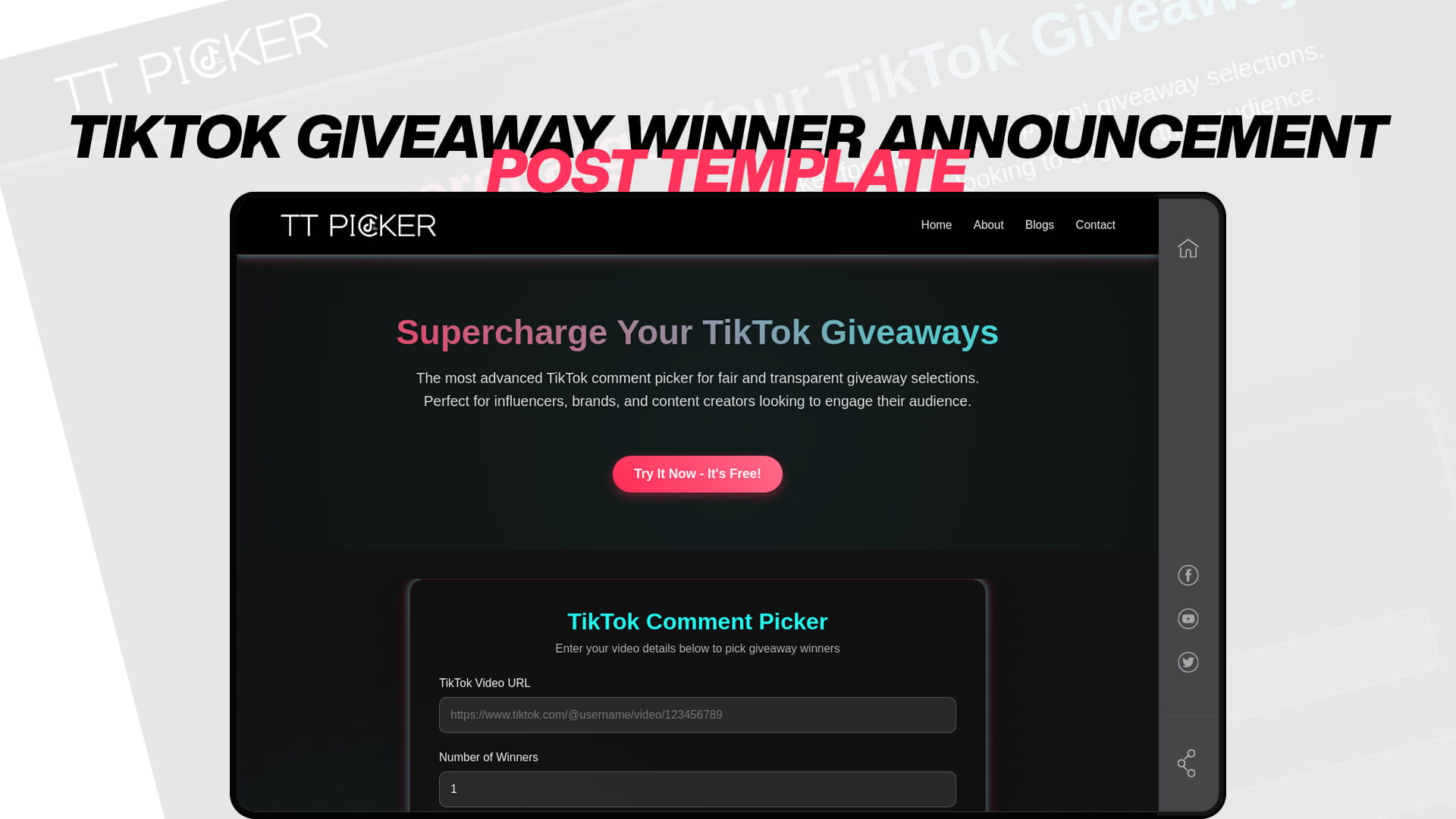 TikTok Giveaway Winner Announcement Post Template